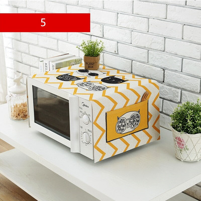 QNBHR Husă din pânză din bumbac și in pentru cuptorul cu microunde din desene animate coreeane Husă din pânză cu pisică pentru cuptor cu microunde Pânză rezistentă la praf pentru decorarea bucătăriei