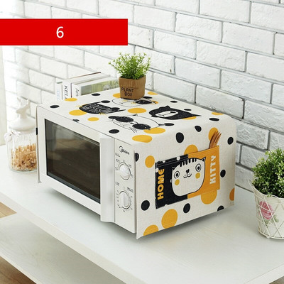QNBHR Husă din pânză din bumbac și in pentru cuptorul cu microunde din desene animate coreeane Husă din pânză cu pisică pentru cuptor cu microunde Pânză rezistentă la praf pentru decorarea bucătăriei