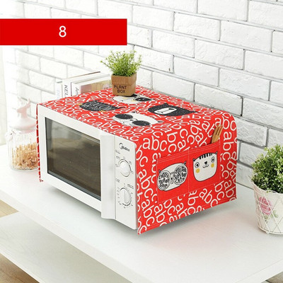 QNBHR Husă din pânză din bumbac și in pentru cuptorul cu microunde din desene animate coreeane Husă din pânză cu pisică pentru cuptor cu microunde Pânză rezistentă la praf pentru decorarea bucătăriei