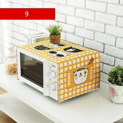QNBHR Husă din pânză din bumbac și in pentru cuptorul cu microunde din desene animate coreeane Husă din pânză cu pisică pentru cuptor cu microunde Pânză rezistentă la praf pentru decorarea bucătăriei