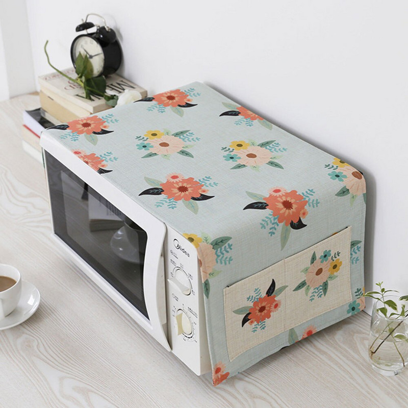 Doplnky Nordic Home, bavlna a ľan, kryt na prach, kryt na mikrovlnnú rúru, digestor do mikrovlnnej rúry, úložné vrecko na uteráky do mikrovlnnej rúry