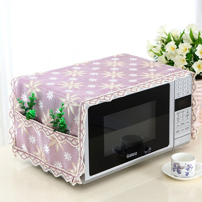 Európsky štýl čipkovaný kryt na mikrovlnnú rúru, kuchynský elektrický sporák, prachotesný kryt, organizér s úložným vreckom