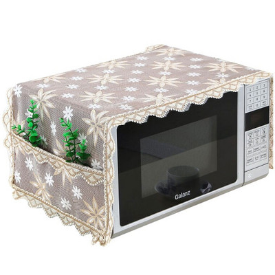 Európsky štýl čipkovaný kryt na mikrovlnnú rúru, kuchynský elektrický sporák, prachotesný kryt, organizér s úložným vreckom