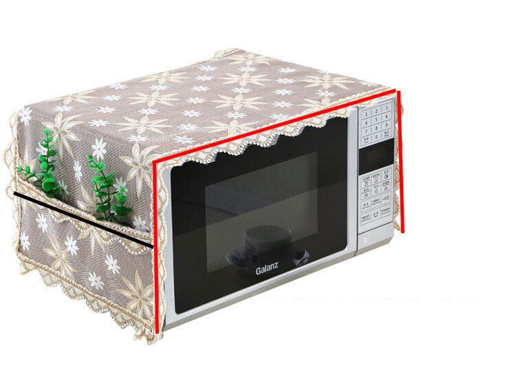Európsky štýl čipkovaný kryt na mikrovlnnú rúru, kuchynský elektrický sporák, prachotesný kryt, organizér s úložným vreckom