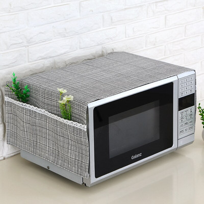 1 ks ľanový jednoduchý módny kryt na mikrovlnnú rúru, kryt na rúru, protiprachový kryt s vreckom na oboch stranách 35X95cm