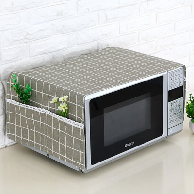 1 ks ľanový jednoduchý módny kryt na mikrovlnnú rúru, kryt na rúru, protiprachový kryt s vreckom na oboch stranách 35X95cm