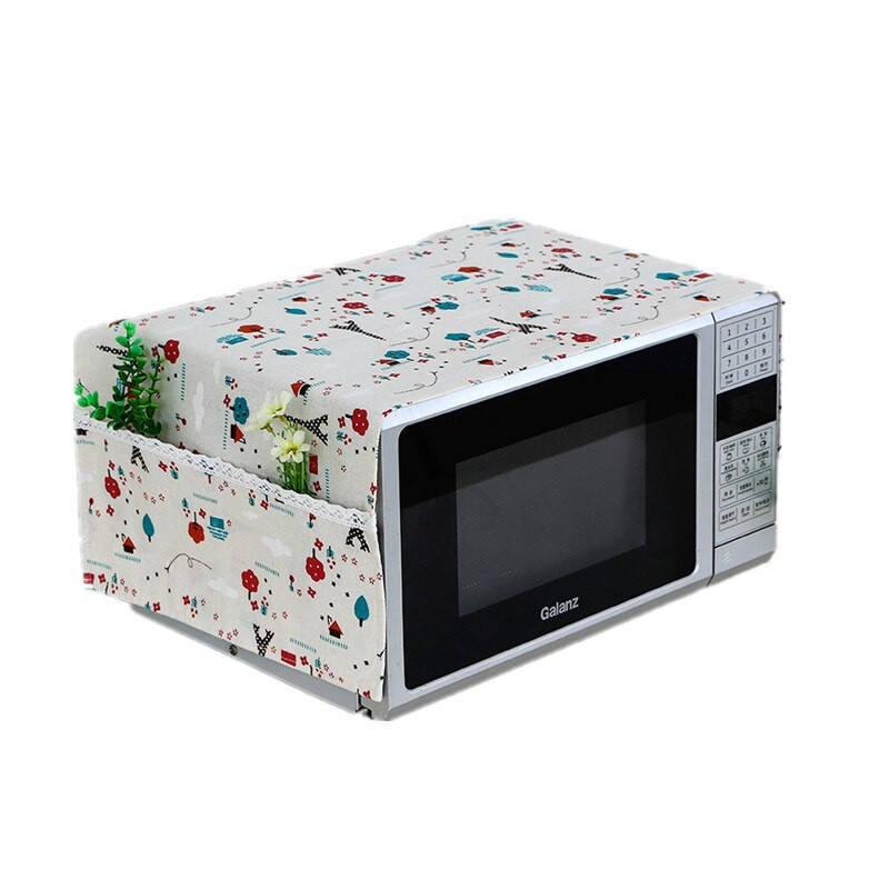 1 ks ľanový jednoduchý módny kryt na mikrovlnnú rúru, kryt na rúru, protiprachový kryt s vreckom na oboch stranách 35X95cm