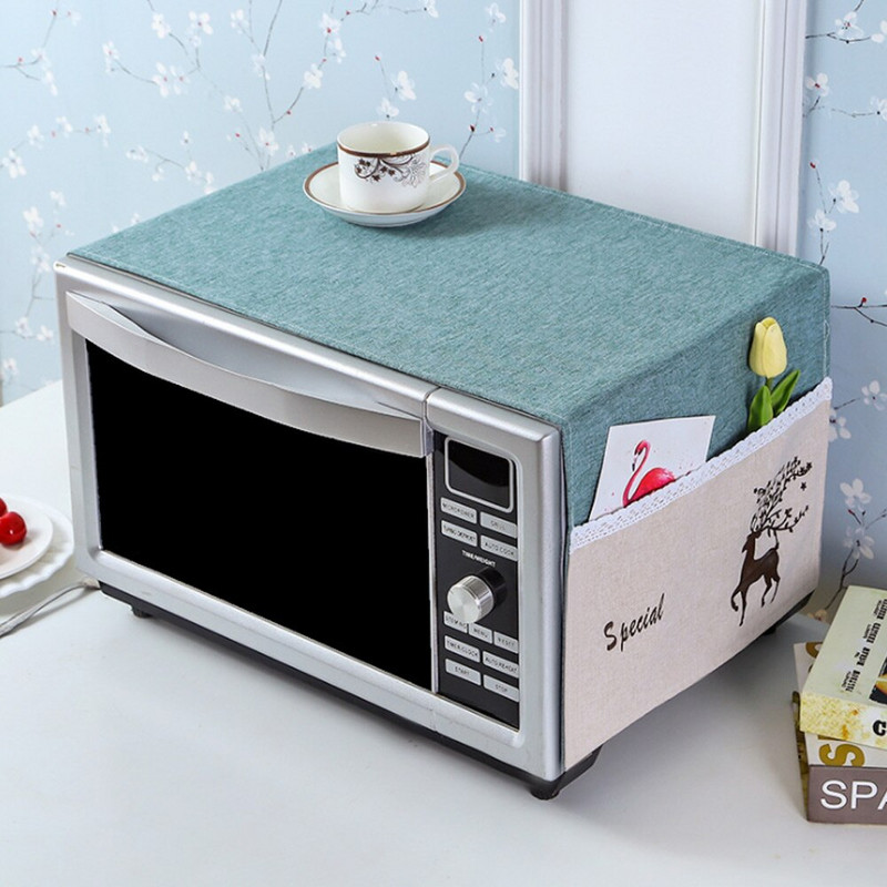 Bavlnené a ľanové obojstranné vrecká do domácnosti, kryt proti prachu do mikrovlnnej rúry, kryt elektrickej rúry, odolný voči znečisteniu a oleju