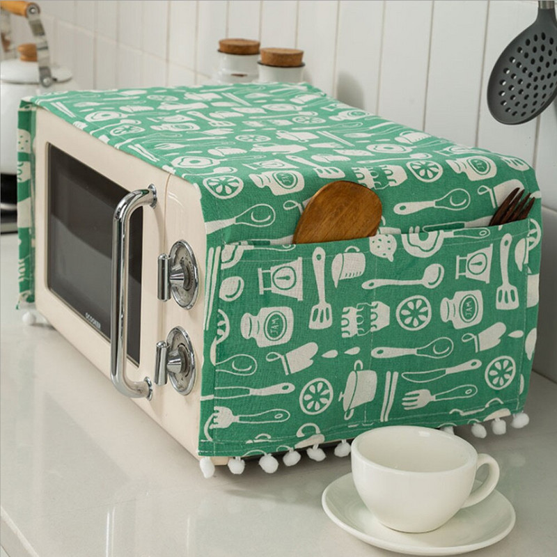 Domácnosť Bavlnený ľan Kryt na mikrovlnnú rúru, kryt na uterák, kryt na rúru, odpudzujúci olej, antifoulingový kryt na mikrovlnnú rúru, kuchynské doplnky