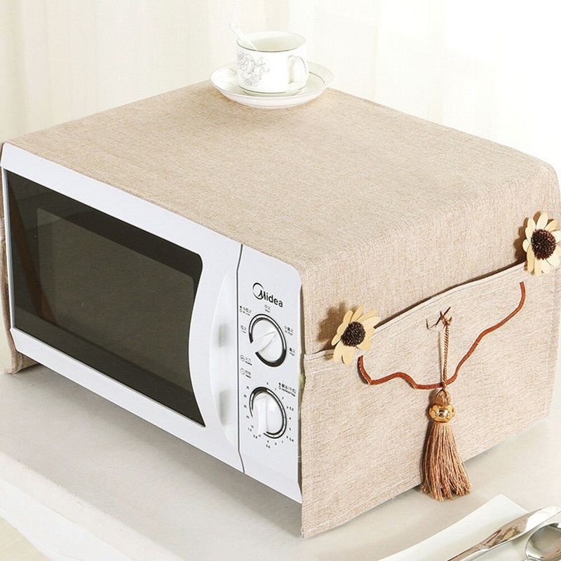 Bavlnené kuchynské kryty na mikrovlnnú rúru, ochranné kryty na prach s úložným vreckom, kryt na rúru, kuchynské doplnky, bytové dekorácie