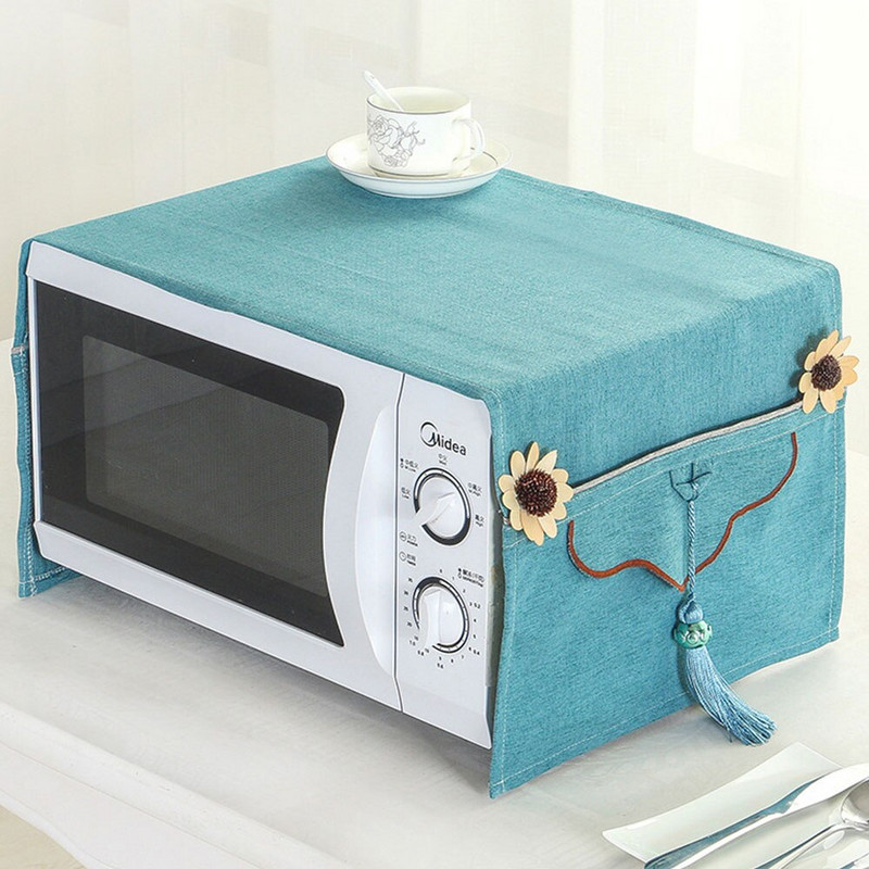 Bavlnené kuchynské kryty na mikrovlnnú rúru, ochranné kryty na prach s úložným vreckom, kryt na rúru, kuchynské doplnky, bytové dekorácie