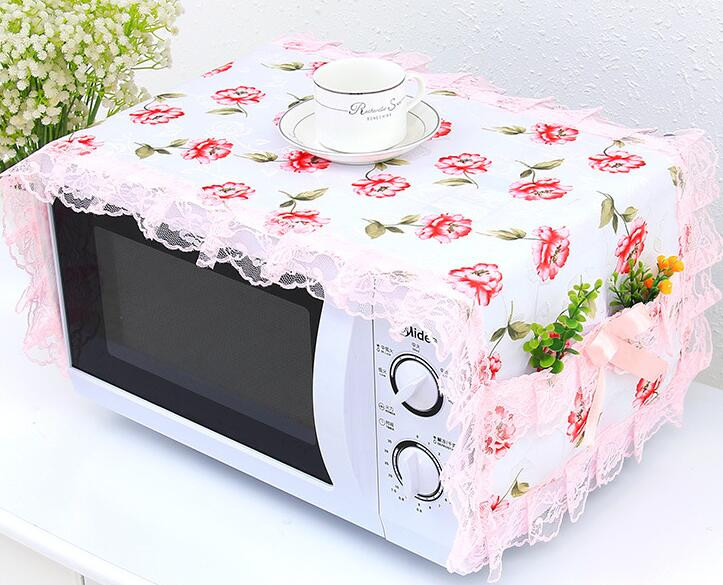 Capac pentru cuptor cu microunde de calitate superioară Pânză din pânză rustică Husă de praf din dantelă Husă din pânză Design de buzunar Dantela din poliester Livrare gratuită