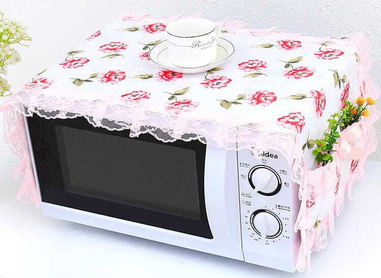 Capac pentru cuptor cu microunde de calitate superioară Pânză din pânză rustică Husă de praf din dantelă Husă din pânză Design de buzunar Dantela din poliester Livrare gratuită