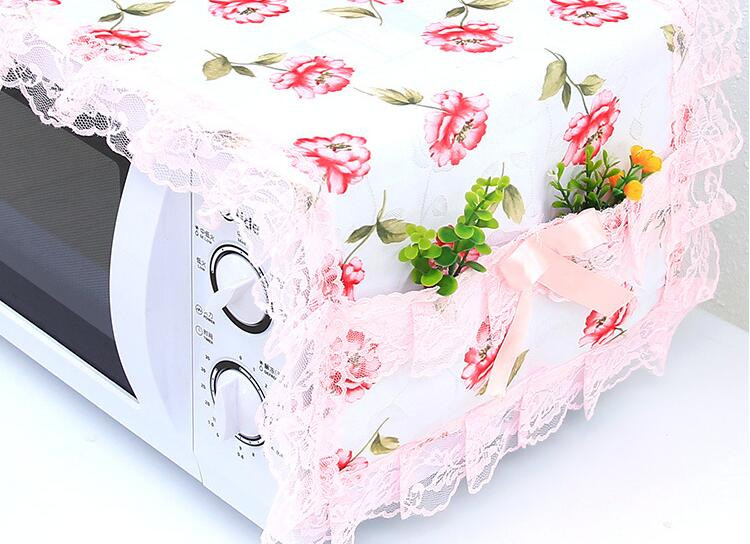 Capac pentru cuptor cu microunde de calitate superioară Pânză din pânză rustică Husă de praf din dantelă Husă din pânză Design de buzunar Dantela din poliester Livrare gratuită