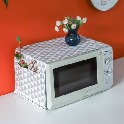 Capac cuptor cu microunde cu ciucuri Husa cuptor cu microunde rezistent la praf Prosop Capac de protectie cuptor electric Accesorii de bucatarie
