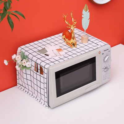 Capac cuptor cu microunde cu ciucuri Husa cuptor cu microunde rezistent la praf Prosop Capac de protectie cuptor electric Accesorii de bucatarie