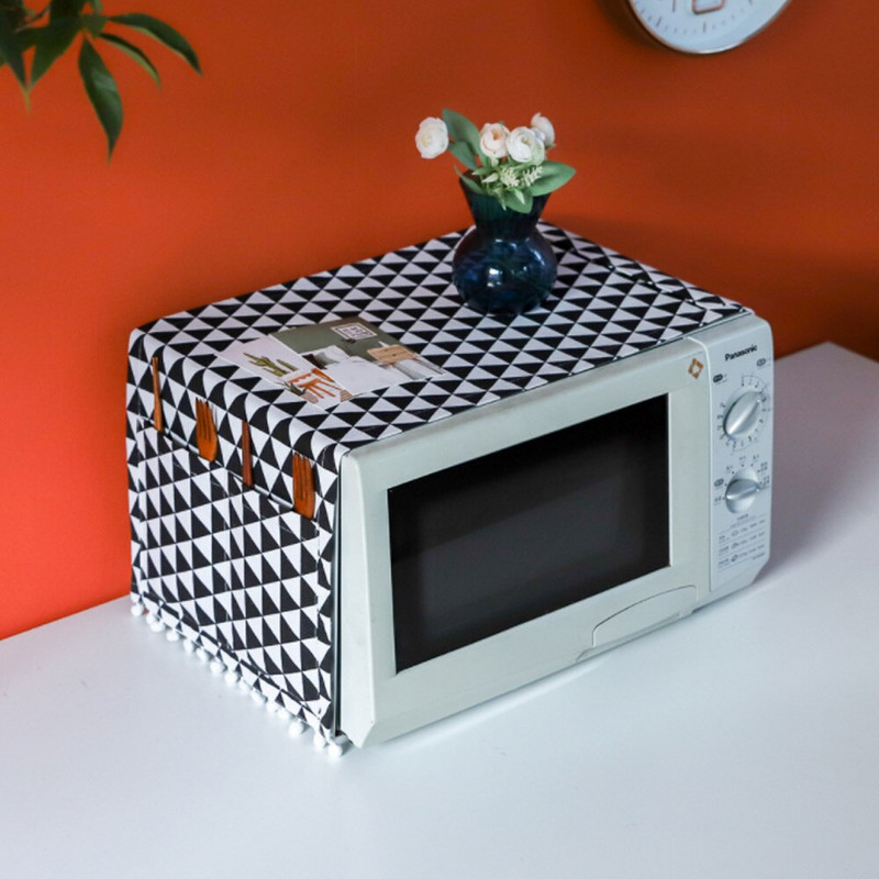 Capac cuptor cu microunde cu ciucuri Husa cuptor cu microunde rezistent la praf Prosop Capac de protectie cuptor electric Accesorii de bucatarie