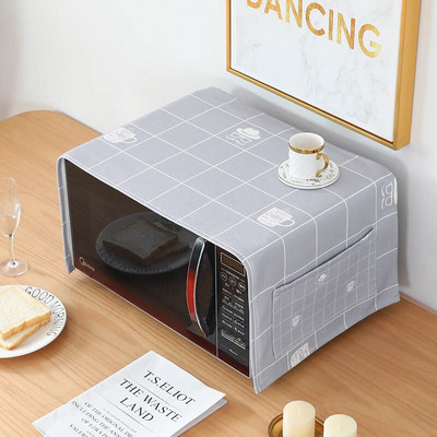 Hrubá bavlnená a ľanová tkanina, kryt na mikrovlnnú rúru, vodotesný, olejotesný, proti horúcim výrobkom pre domácnosť, vysoko kvalitný ochranný kryt na rúru proti prachu