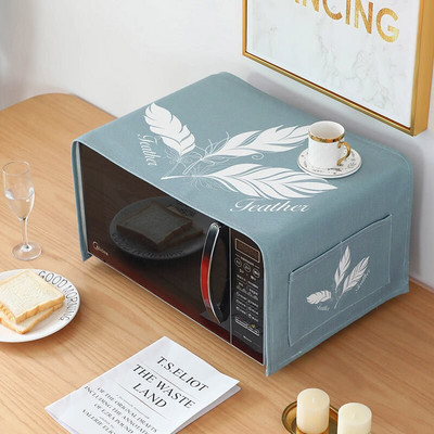 Hrubá bavlnená a ľanová tkanina, kryt na mikrovlnnú rúru, vodotesný, olejotesný, proti horúcim výrobkom pre domácnosť, vysoko kvalitný ochranný kryt na rúru proti prachu