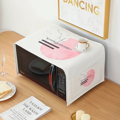 Hrubá bavlnená a ľanová tkanina, kryt na mikrovlnnú rúru, vodotesný, olejotesný, proti horúcim výrobkom pre domácnosť, vysoko kvalitný ochranný kryt na rúru proti prachu