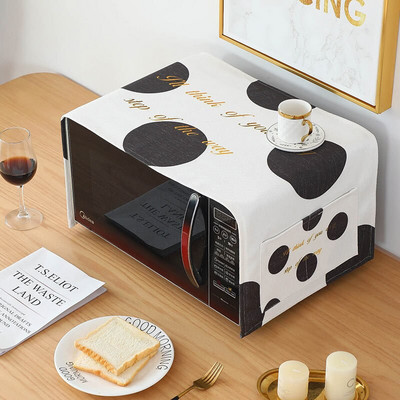 Hrubá bavlnená a ľanová tkanina, kryt na mikrovlnnú rúru, vodotesný, olejotesný, proti horúcim výrobkom pre domácnosť, vysoko kvalitný ochranný kryt na rúru proti prachu