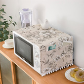 Kryt na mikrovlnnú rúru z nordickej bavlny a ľanu, čierny, ružový, kryt na rúru, vrecko na úschovu vlasových guľôčok, kryt na elektrickú rúru