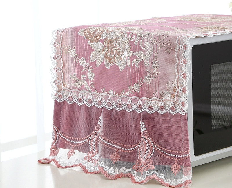 1 gab mežģīņu putekļu pārsegs Mikroviļņu krāsns pārsegs Mikroviļņu krāsns pārsega mikroviļņu dvielis ar uzglabāšanas maisiņu