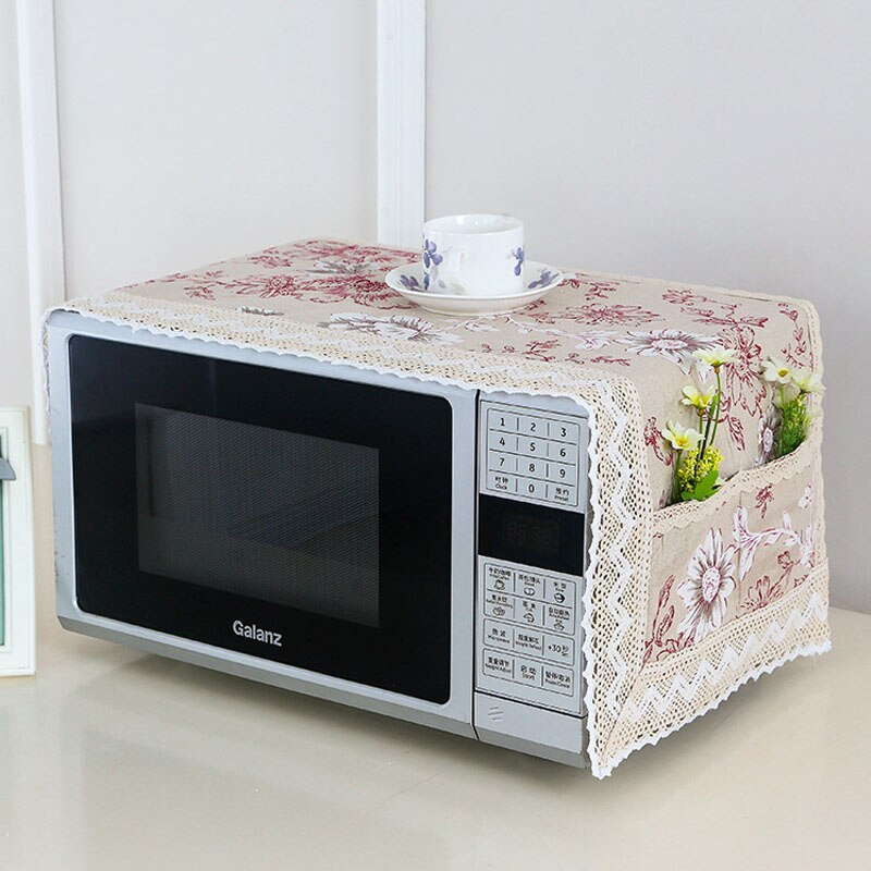 Farebný bavlnený a ľanový kryt do mikrovlnnej rúry SRYSJS, dvojité vrecko, kryt do mikrovlnnej rúry, uterák, ľahko sa čistí