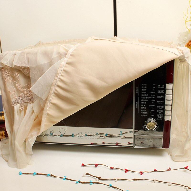 Dantela de broderie la modă Capac cuptor cu microunde Hotă Ulei Husă antipraf Capac cuptor Gremial Set cuptor cu microunde