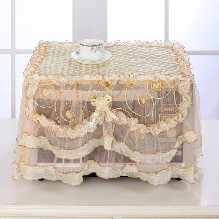 Nový doručený priadzový okraj, pastoračný čipkový štýl, domáce kuchynské spotrebiče, prenosný núdzový kryt do mikrovlnnej rúry