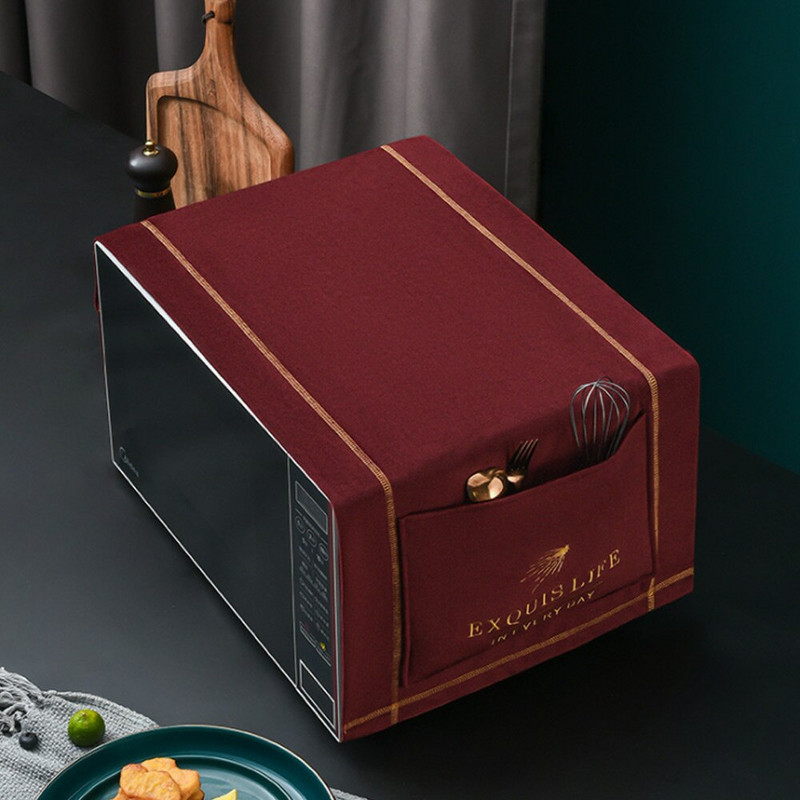 Kryt na mikrovlnnú rúru, kryt na uterák, kryt na elektrickú rúru s dvojitým vreckom, olejoodolný zamatový kryt na mikrovlnnú rúru, kuchynské príslušenstvo