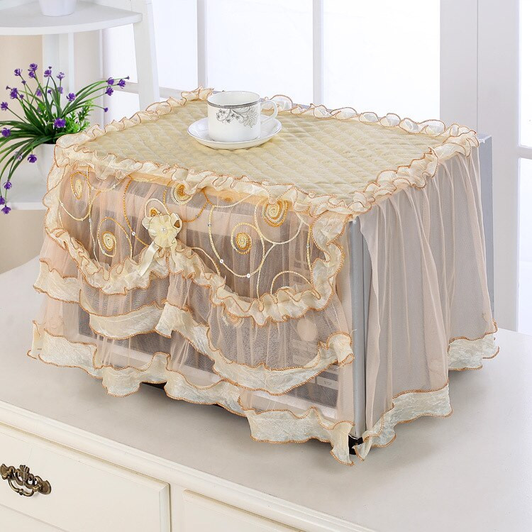 1 ks módny čipkovaný kryt na mikrovlnnú rúru, olejový vodotesný kryt na rúru, kryt na rúru, sada na mikrovlnnú rúru Gremial