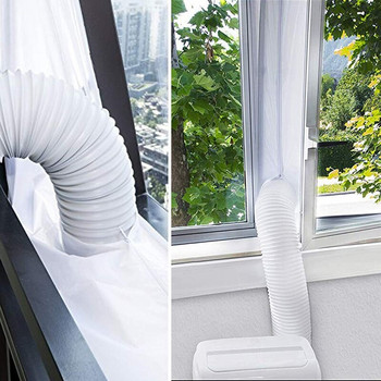 Уплътнение за прозорец AirLock за преносим климатик, 400 см гъвкава платнена уплътнителна плоча Уплътнение за прозорец с цип и бързо залепване