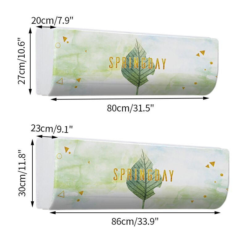 Kryt klimatizácie Green Leaves, kryt klimatizácie Nordic pre nástennú klimatizáciu, kryt proti prachu, bytové dekorácie