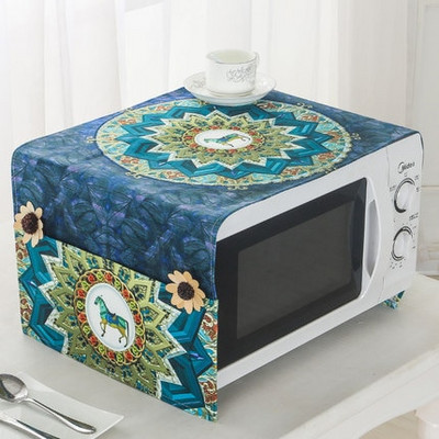 Severský hrubý bavlnený domáci textil Deluxe pávový kryt do mikrovlnnej rúry, vodeodolný a olejuvzdorný kryt, bytová dekorácia