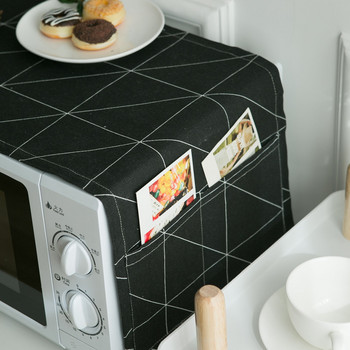 Μαύρο και άσπρο γεωμετρικό σχέδιο πολυλειτουργικό φούρνο μικροκυμάτων ηλεκτρικό κάλυμμα φούρνου πανί κάλυμμα σκόνης κάλυμμα λαδιού εκτύπωση πανί