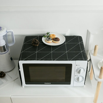 Μαύρο και άσπρο γεωμετρικό σχέδιο πολυλειτουργικό φούρνο μικροκυμάτων ηλεκτρικό κάλυμμα φούρνου πανί κάλυμμα σκόνης κάλυμμα λαδιού εκτύπωση πανί