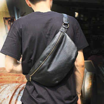 Нов модел мъжка чанта от еко кожа в черен цвят