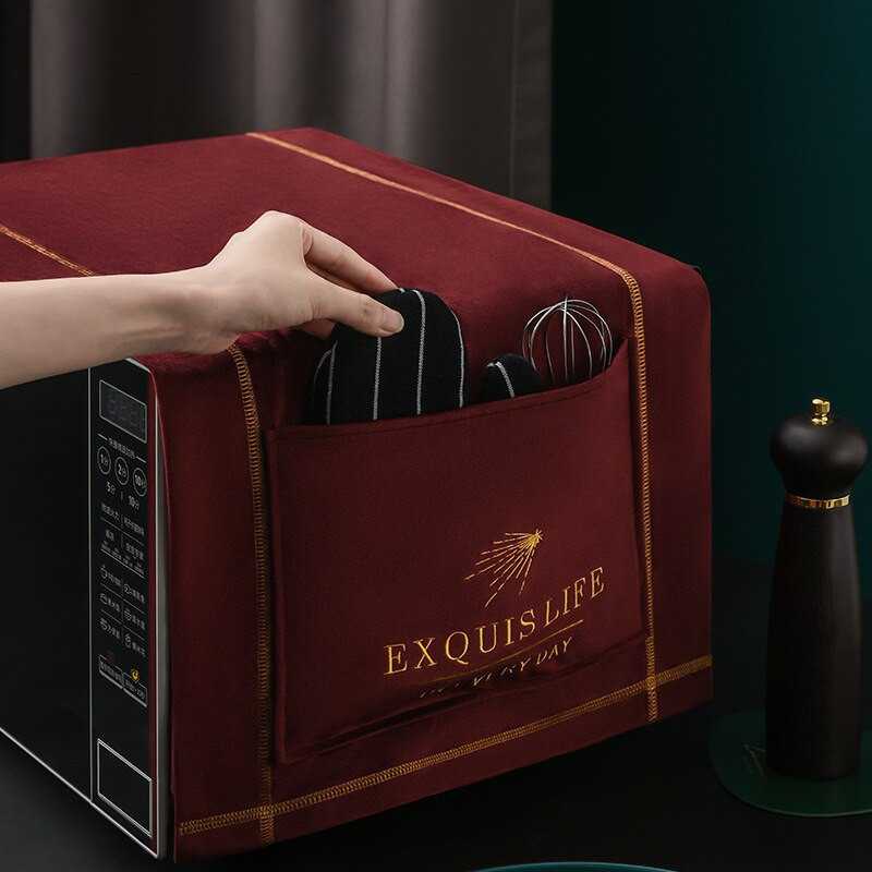 Nové kryty na mikrovlnnú rúru, uteráky, kryty na elektrickú rúru s dvojitým vreckom, olejuvzdorné, zamatové, kuchynské doplnky