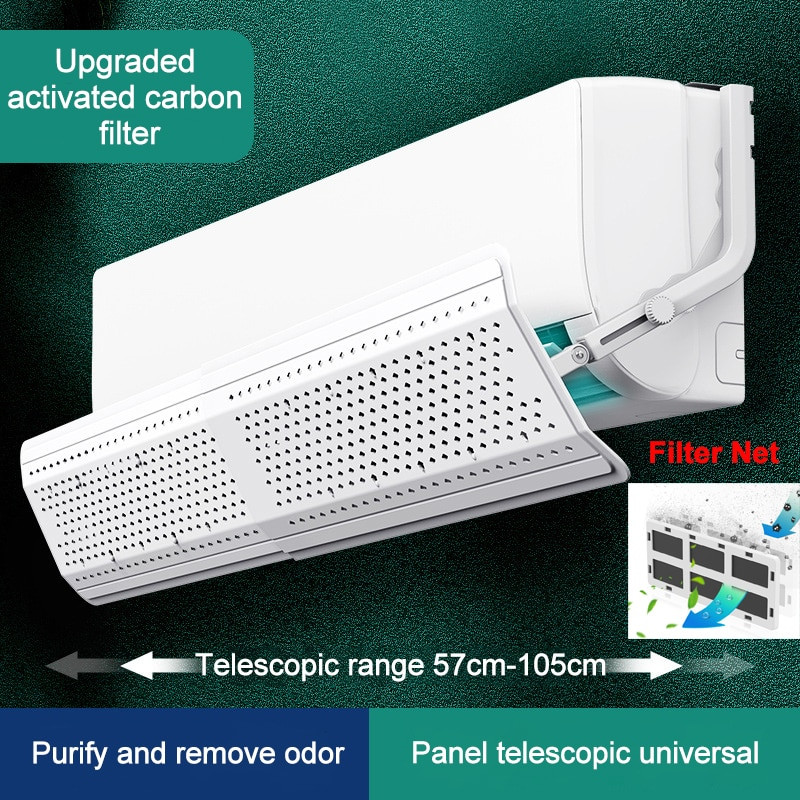 Univerzálny deflektor na klimatizáciu, nastaviteľný kryt klimatizácie s ochranou proti priamemu fúkaniu čelného skla