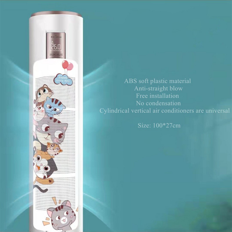 Stojan na klimatizáciu s deflektorom proti priamemu fúkaniu, plastový kryt čelného skla, valcový vertikálny univerzálny deflektor