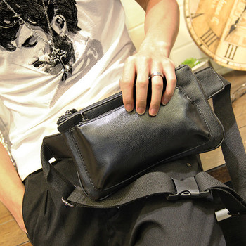 Модерна мъжка чанта от еко кожа с  регулируема презрамка