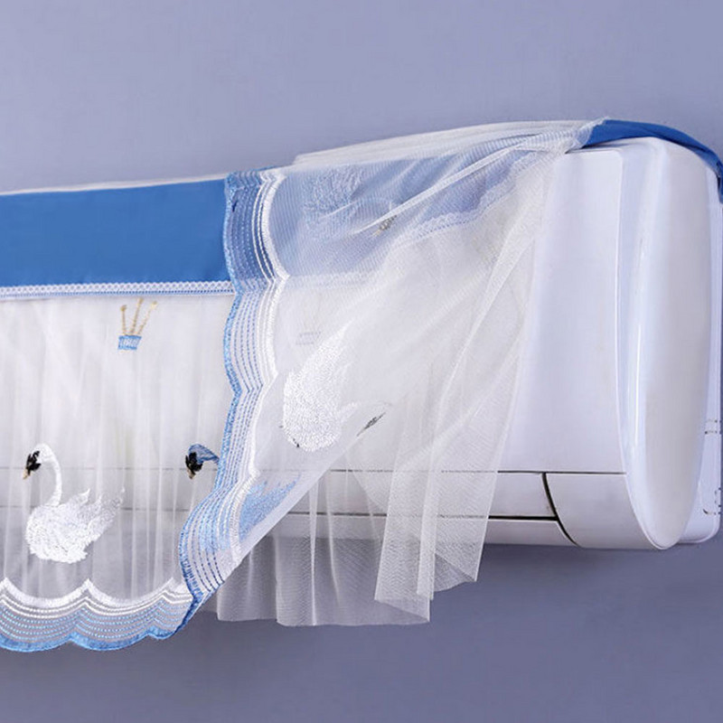 Dvojitý čipkovaný kryt na klimatizáciu, protiprachový nástenný chránič, ľahko čistiteľný kryt, ochranný kryt pre domácu dekoráciu