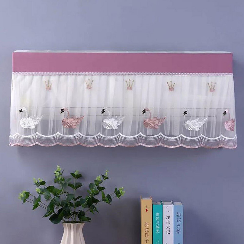 Dvojitý čipkovaný kryt na klimatizáciu, protiprachový nástenný chránič, ľahko čistiteľný kryt, ochranný kryt pre domácu dekoráciu