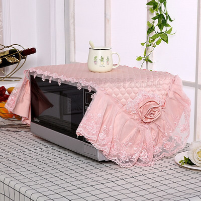 Kryty na rúry odolné proti oleju, prachotesné, s nálepkou s ružovým kvetom a čipkou pre kuchynské dekorácie