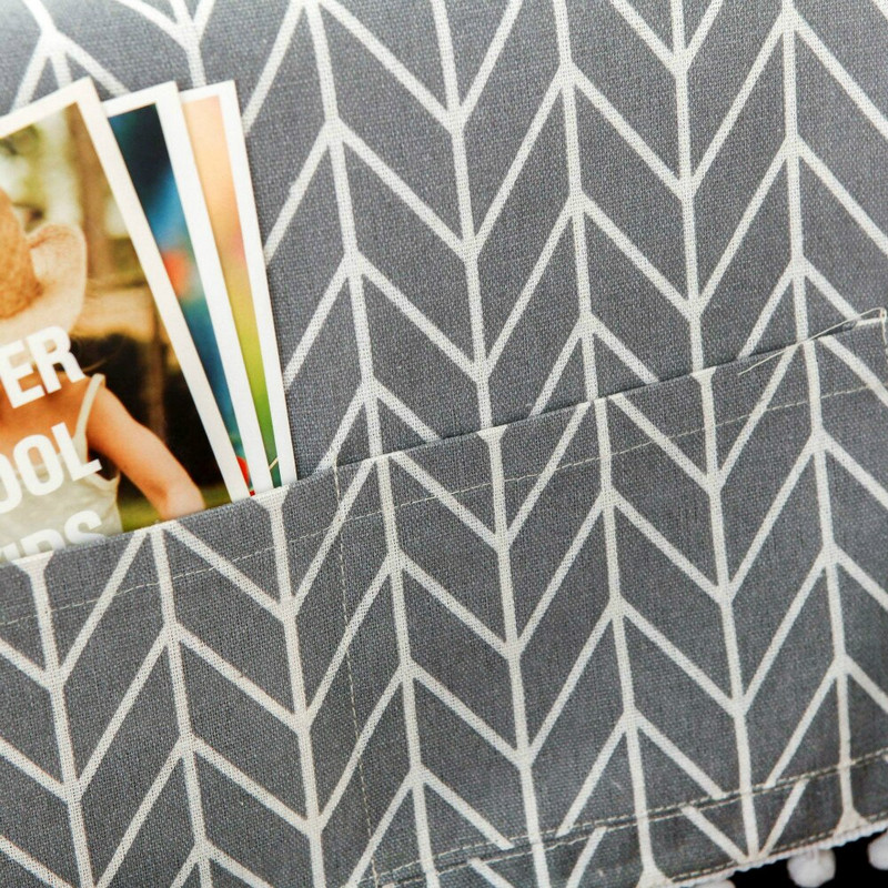 Nordický geometrický ľanový kryt na mikrovlnnú rúru, kryt na rúru s vreckom, vlasová guľa, vrchný kryt na elektrickú rúru, úložný priestor pre domácnosť