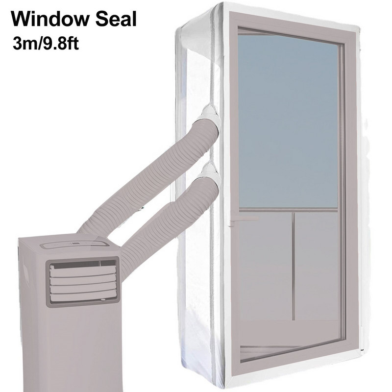 Detașabil, alb, lavabil, cu fermoar AirLock universal pentru aer condiționat portabil, mobil, impermeabil, etanșare pentru fereastră, pânză Oxford