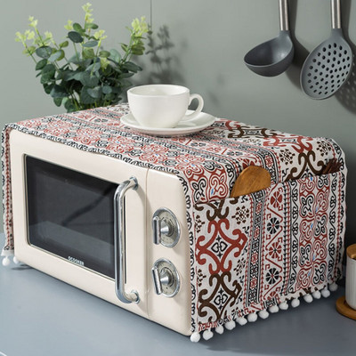 Domácnosť Bavlnený ľan Retro mikrovlnný kryt proti prachu kryt uterák rúra kryt proti zanášaniu mikrovlnný kryt kuchynské doplnky