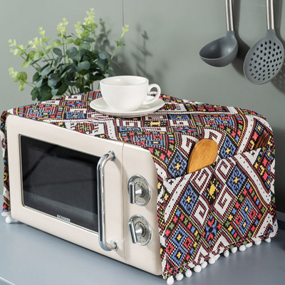 Domácnosť Bavlnený ľan Retro mikrovlnný kryt proti prachu kryt uterák rúra kryt proti zanášaniu mikrovlnný kryt kuchynské doplnky