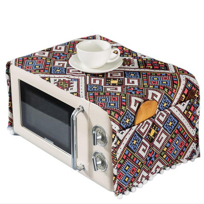 Domácnosť Bavlnený ľan Retro mikrovlnný kryt proti prachu kryt uterák rúra kryt proti zanášaniu mikrovlnný kryt kuchynské doplnky